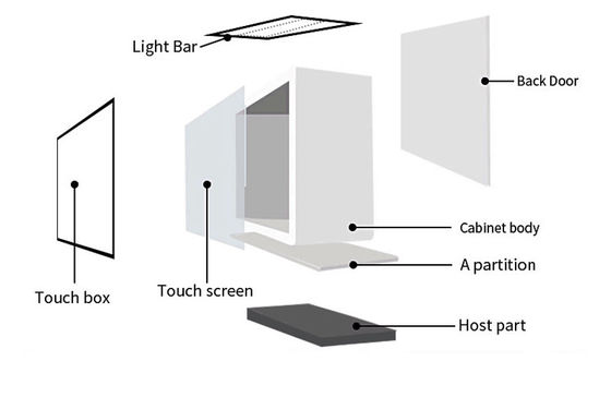 ตู้โชว์สมาร์ทโชว์ขนาด 15.6 นิ้วกล่องตู้ LCD โปร่งใสสำหรับโฆษณา