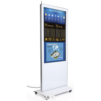 จอ LCD แบบเคลื่อนย้ายได้ป้ายโฆษณาป้ายดิจิตอล Kiosk Floor Standing